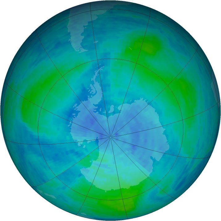 Antarctic ozone map for 23 February 1994